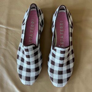 Rothy's Marta Ferri Merino Wool Loafer Chestnut Check Limited Edition